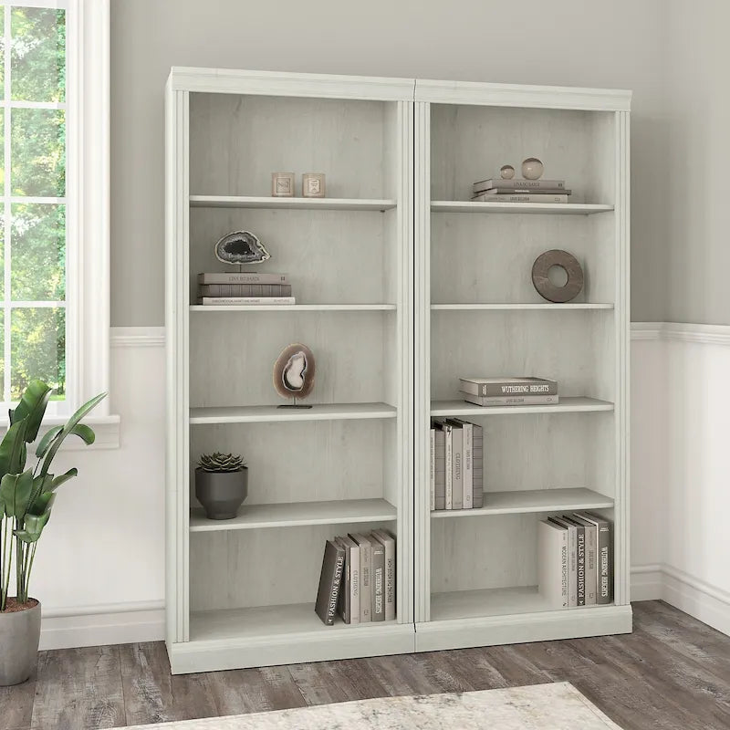 Saratoga Tall 5 Shelf Bookcase - Set of 2 by Bush Furniture