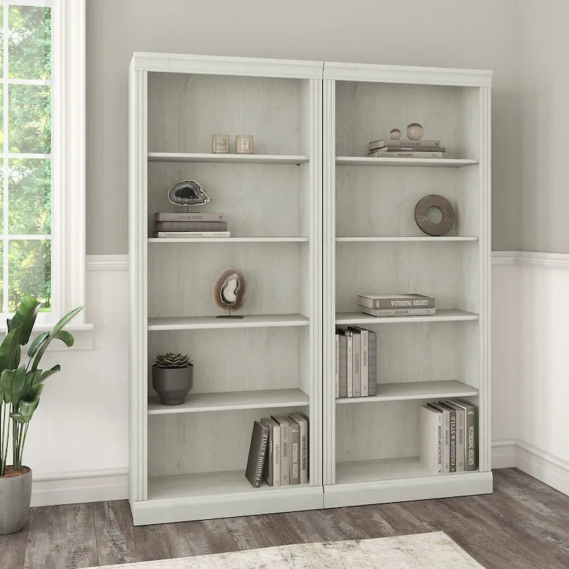 Saratoga Tall 5 Shelf Bookcase - Set of 2 by Bush Furniture