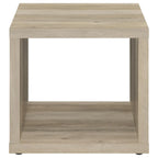 Side End Table, Square Cube Design Shelf, 23 Inch Light Brown