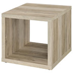 Side End Table, Square Cube Design Shelf, 23 Inch Light Brown