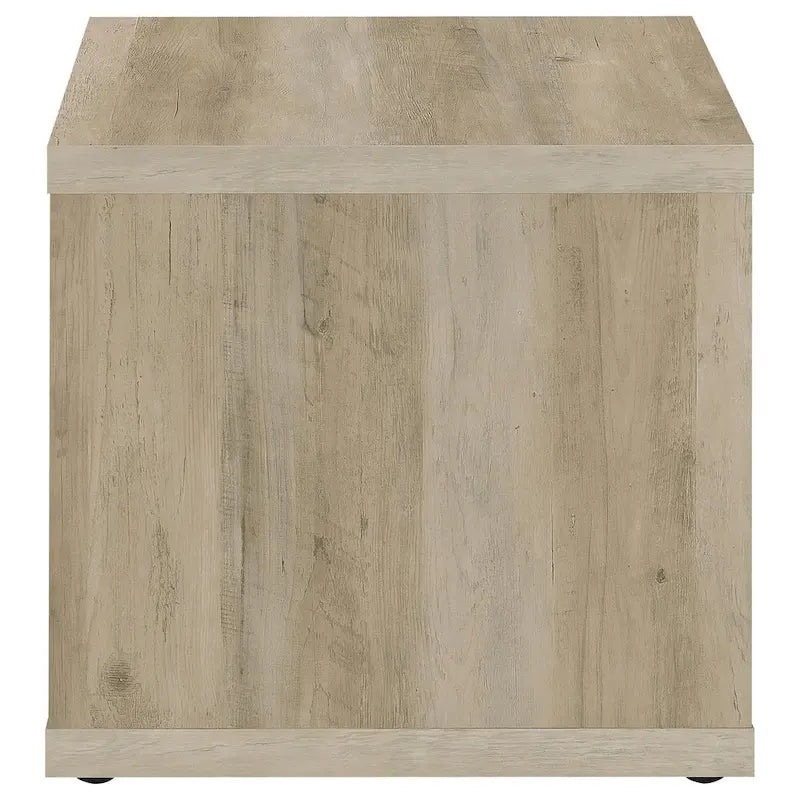 Side End Table, Square Cube Design Shelf, 23 Inch Light Brown