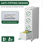 Versatile Locking Metal File Cabinet with Wheels for Home and Office Use
