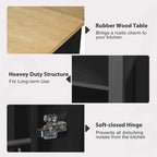 47 Rubber Wood Kitchen Island with Extendable Dining Table, Internal Storage Rack, Power Outlet, Storage 2 Drawers, 2 Cabinet