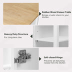 47 Rubber Wood Kitchen Island with Extendable Dining Table, Internal Storage Rack, Power Outlet, Storage 2 Drawers, 2 Cabinet