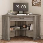 Small Corner Desk Triangle Computer Desk Drawer Storage Shelves