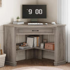 Small Corner Desk Triangle Computer Desk Drawer Storage Shelves