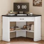 Small Corner Desk Triangle Computer Desk Drawer Storage Shelves