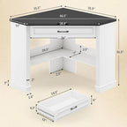 Small Corner Desk Triangle Computer Desk Drawer Storage Shelves