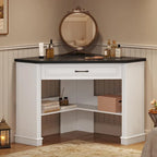 Small Corner Desk Triangle Computer Desk Drawer Storage Shelves