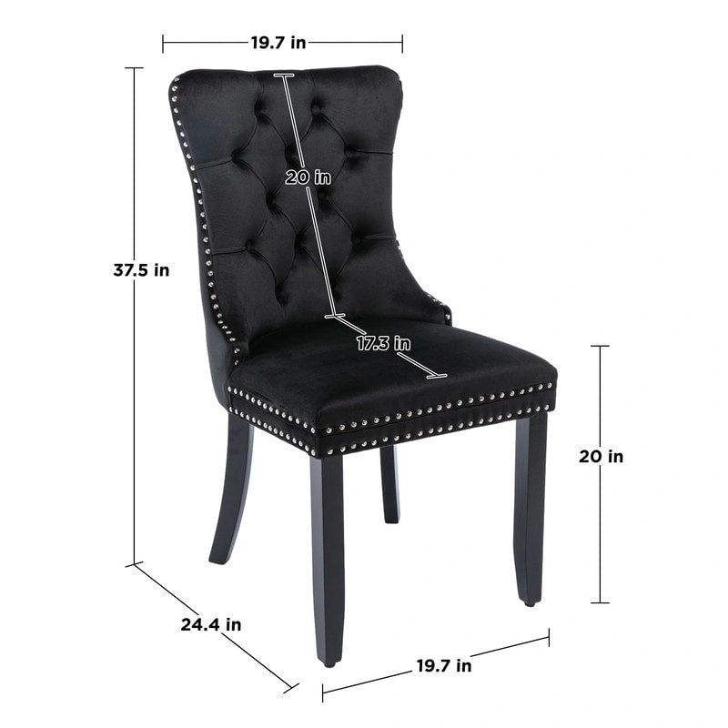 Solid Wood Velvet Upholstered Dining Chair Set of 4