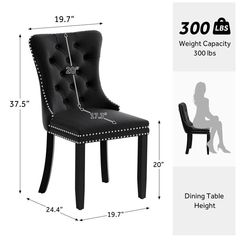 Solid Wood Velvet Upholstered Dining Chair Set of 4