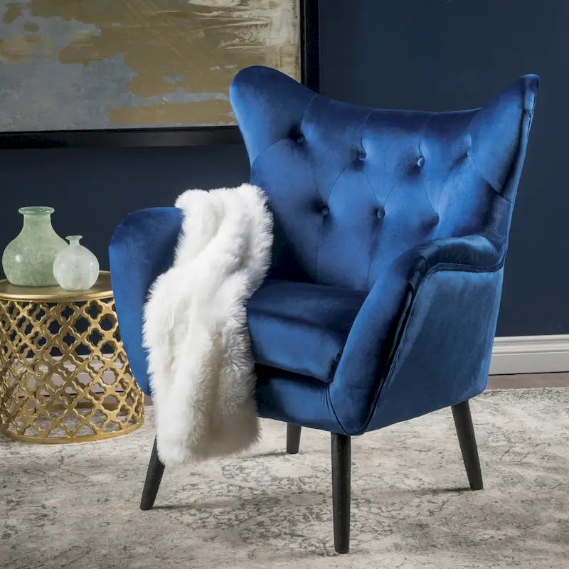 34.25 Velvet Wingback Arm Chair