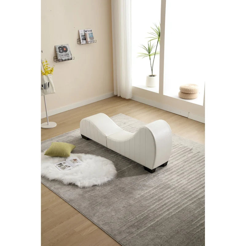Modern Faux Leather Curved Yoga Chaise Lounge - 13.78 x 62.20 x 25.79