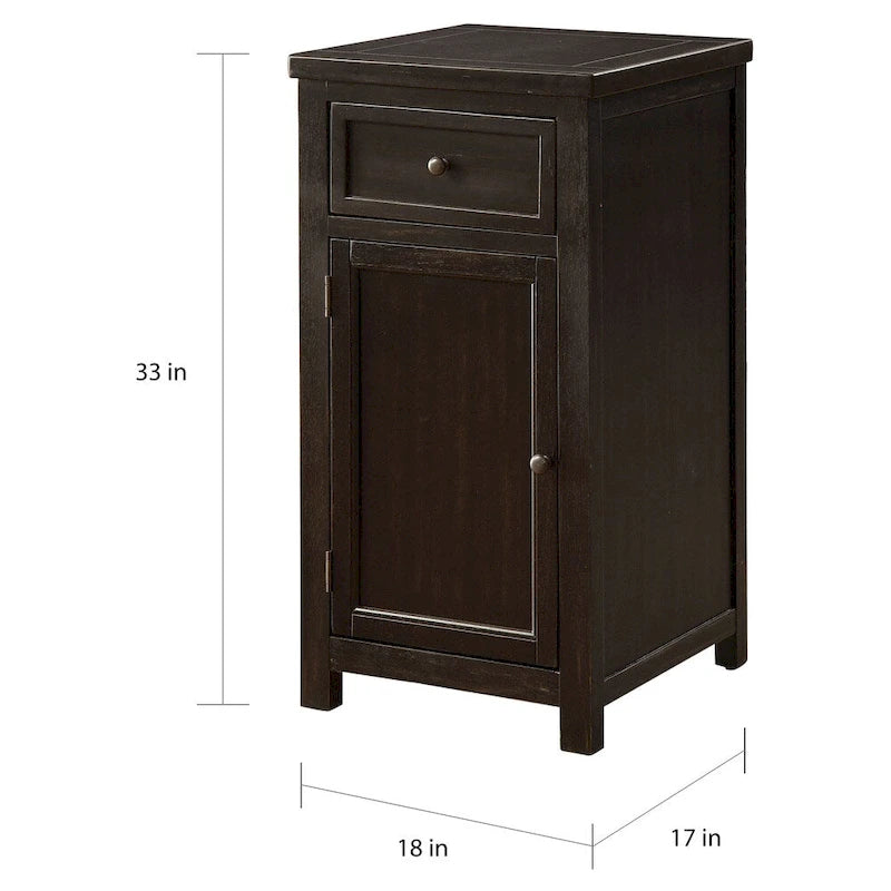 Vintage 18-inch Solid Wood 1-Drawer Side Table
