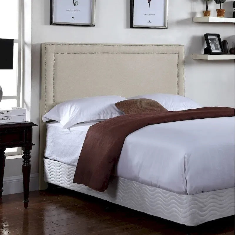 Lana Fabric-upholstered Panel Headboard with Nailhead Trim
