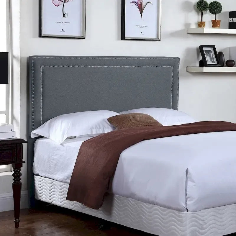 Lana Fabric-upholstered Panel Headboard with Nailhead Trim