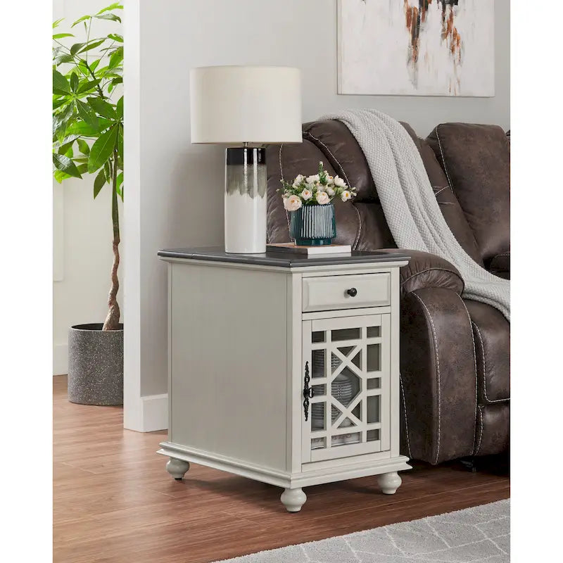Elegant Chairside Table with Power