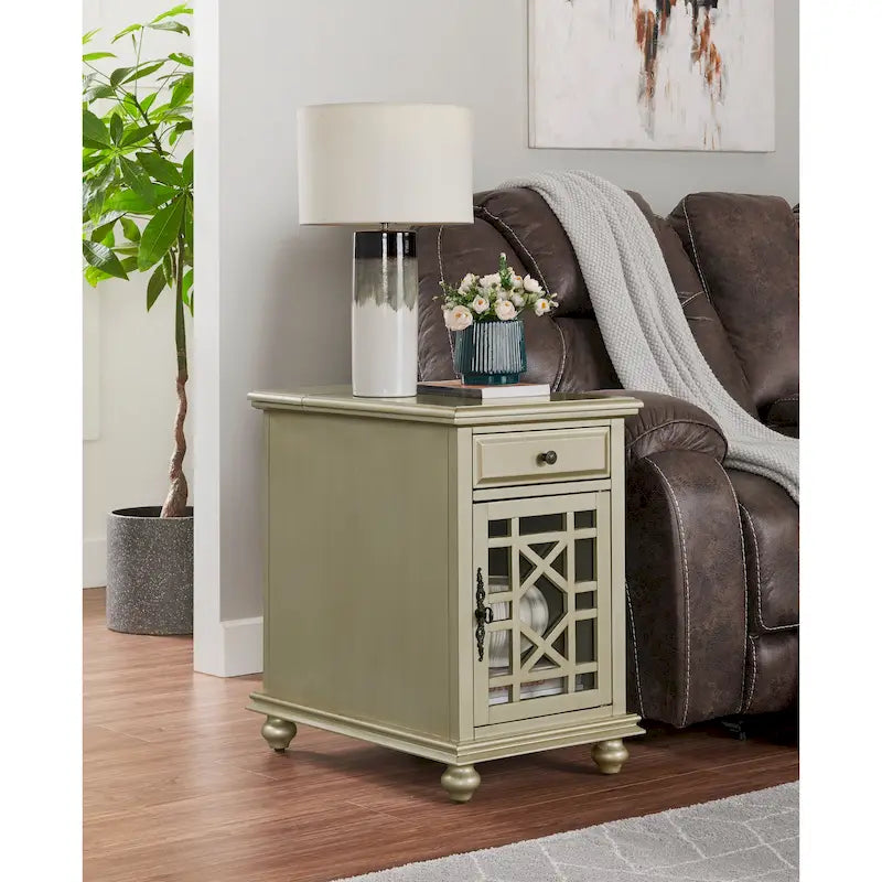 Elegant Chairside Table with Power