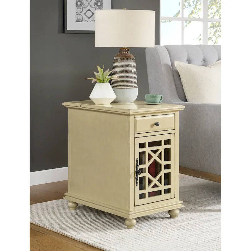 Elegant Chairside Table with Power