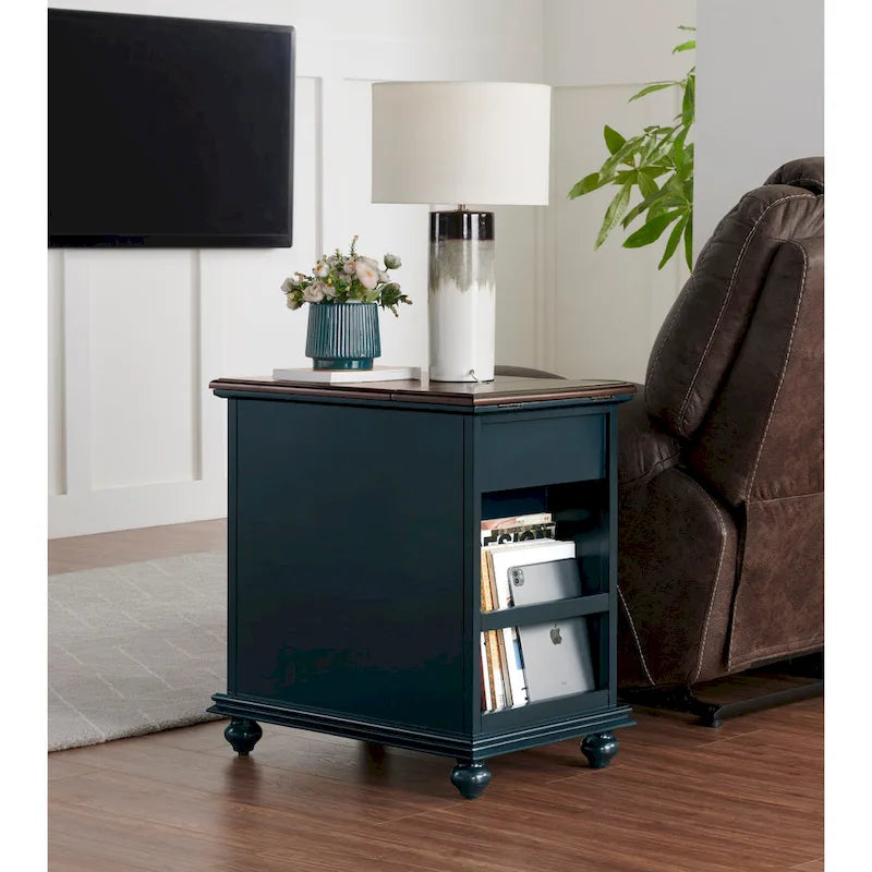 Elegant Chairside Table with Power
