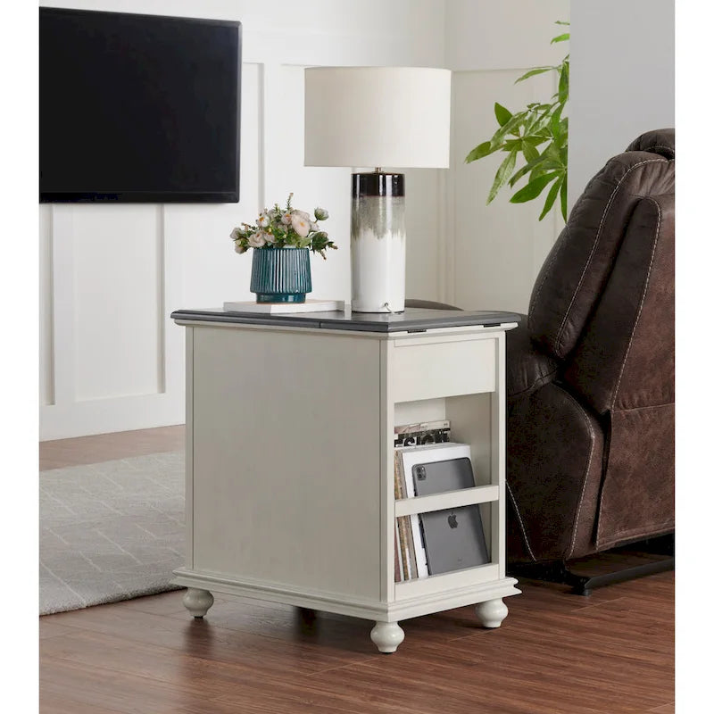 Elegant Chairside Table with Power
