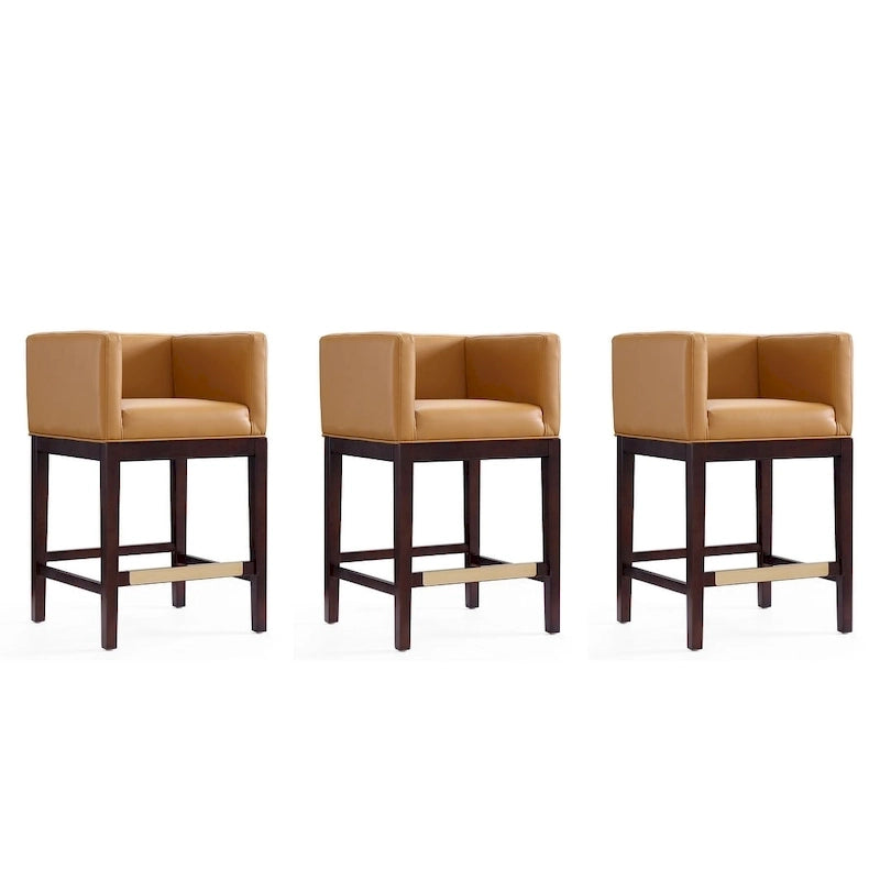 Dark Walnut Wood Counter Height Bar Stool