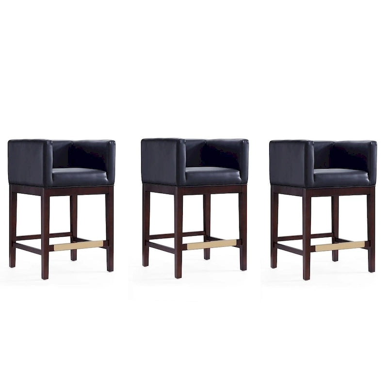 Dark Walnut Wood Counter Height Bar Stool