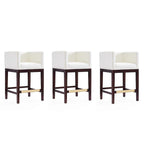 Manhattan Comfort Kingsley Dark Walnut Wood Counter Height Bar Stool (Set of 3)