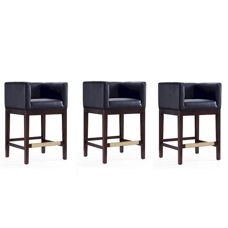 Dark Walnut Wood Counter Height Bar Stool