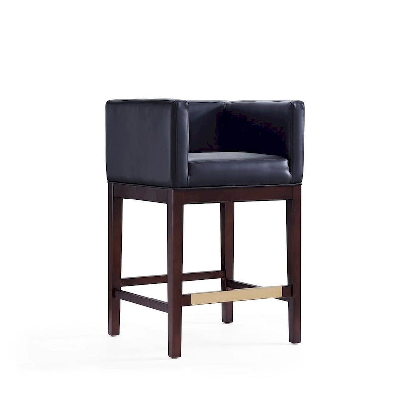 Dark Walnut Wood Counter Height Bar Stool