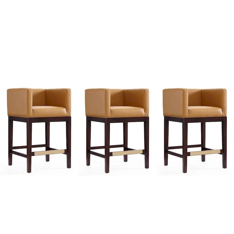 Dark Walnut Wood Counter Height Bar Stool