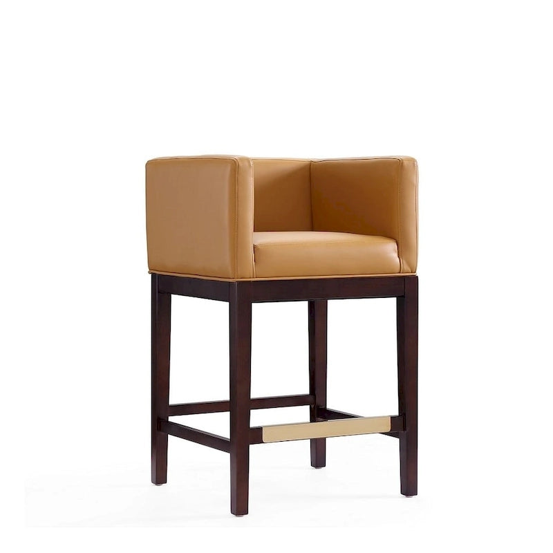Dark Walnut Wood Counter Height Bar Stool