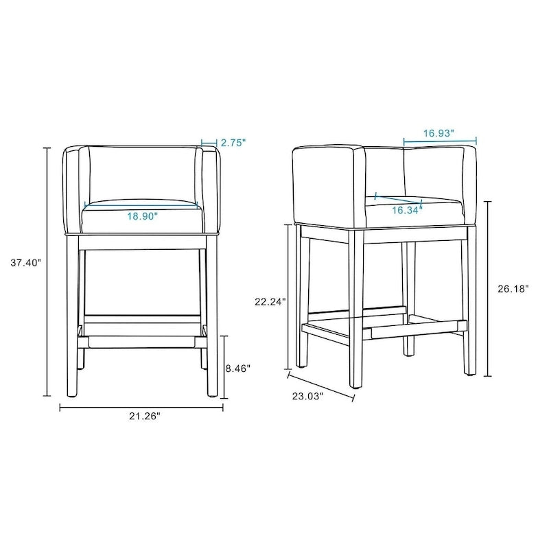 Dark Walnut Wood Counter Height Bar Stool