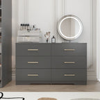 6 Drawer Dresser for Bedroom,Chest of Dressers,Modern Wooden Dresser Chest with Golden Handles