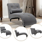 Upholstered Chaise Lounge Indoor Chaise Lounge Chair with Pillow