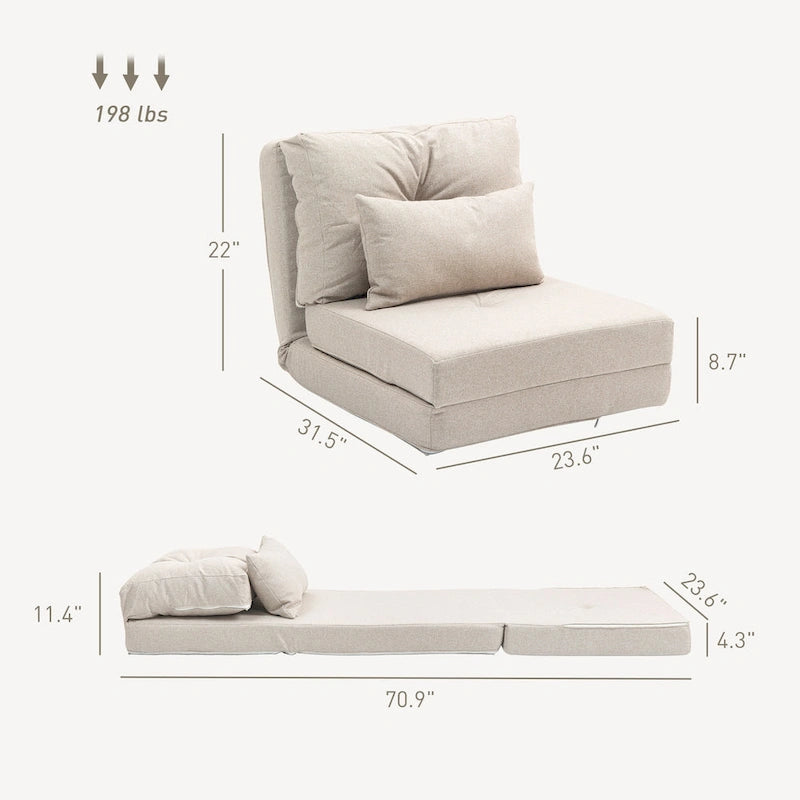 Convertible Flip Folding Upholstered Chair, Floor Lazy Sofa Bed