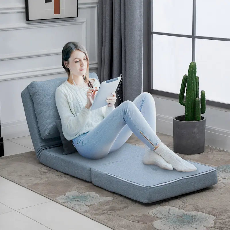 Convertible Flip Folding Upholstered Chair, Floor Lazy Sofa Bed
