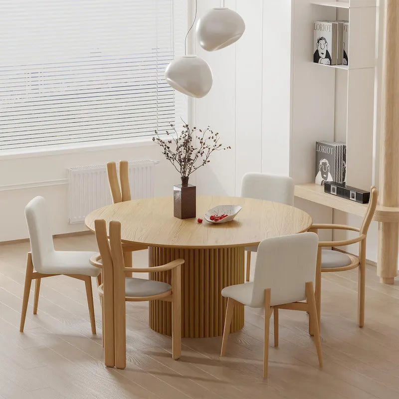 Solid Wood 60 Round Dining Table for 6 People Nordic style - 60*30