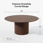 Solid Wood 60 Round Dining Table for 6 People Nordic style - 60*30