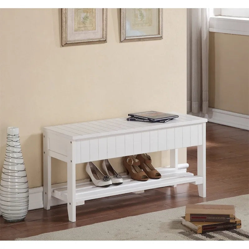 Solid Wood Shoe Bench with Storage