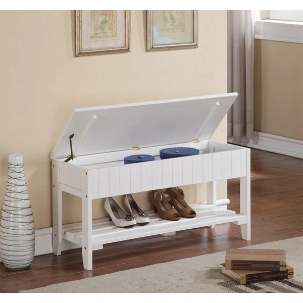 Solid Wood Shoe Bench with Storage