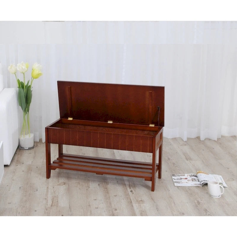 Solid Wood Shoe Bench with Storage