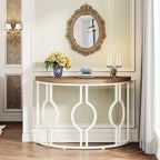 Half Moon Console Table for Entryway, Semi Circle Sofa Table with Geometric Base