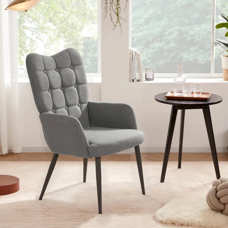 High-back Button Tufted Wingback Accent Chair