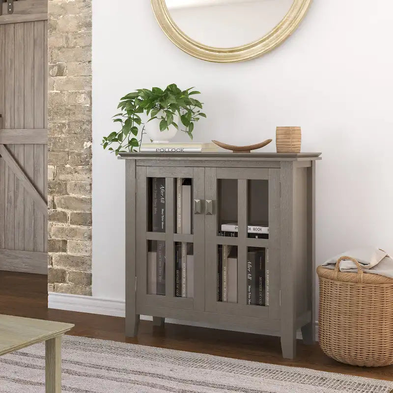 SOLID WOOD 30 inch Wide Low Storage Cabinet - 30w x 14d x 31 h