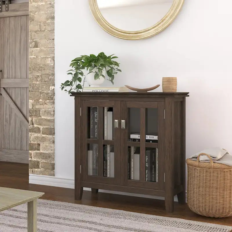 SOLID WOOD 30 inch Wide Low Storage Cabinet - 30w x 14d x 31 h