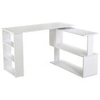 360 Rotating L-Shaped Corner Desk: White, with Storage Shelves