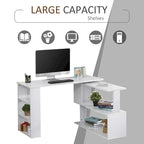360 Rotating L-Shaped Corner Desk: White, with Storage Shelves