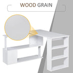 360 Rotating L-Shaped Corner Desk: White, with Storage Shelves