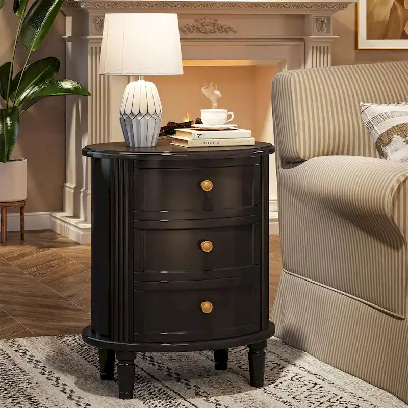 Fully Assembled Nightstand with 3 Drawers